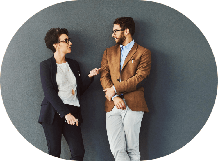 man and woman having a conversation